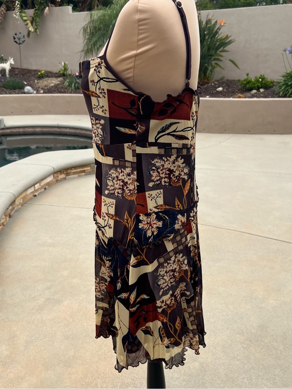 Cider Black & Brown Floral Patchwork Mini Dress Size 1x - Picture 5 of 13